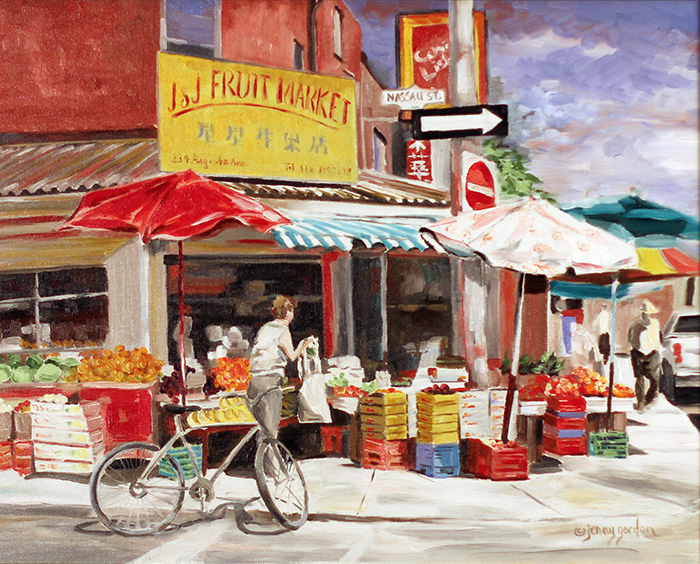 Painting of a fruit storefront in Kensington Market Toronto by Jenny Gordon