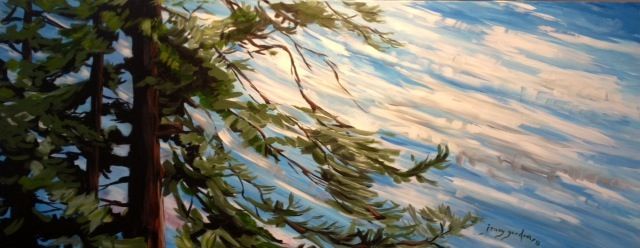 Painting by Jenny Gordon of Wind in the Pine Trees