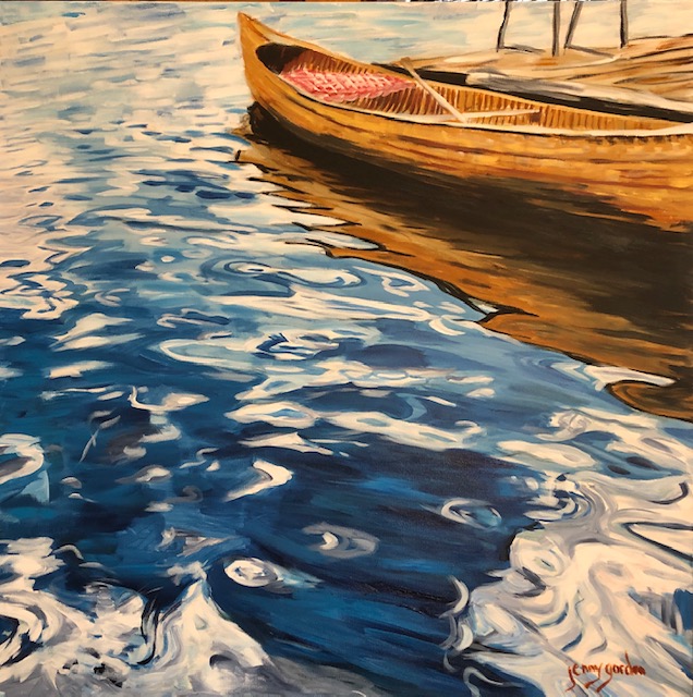 Painting of a Portrait of the Old Cedar Strip Canoe by Jenny Gordon